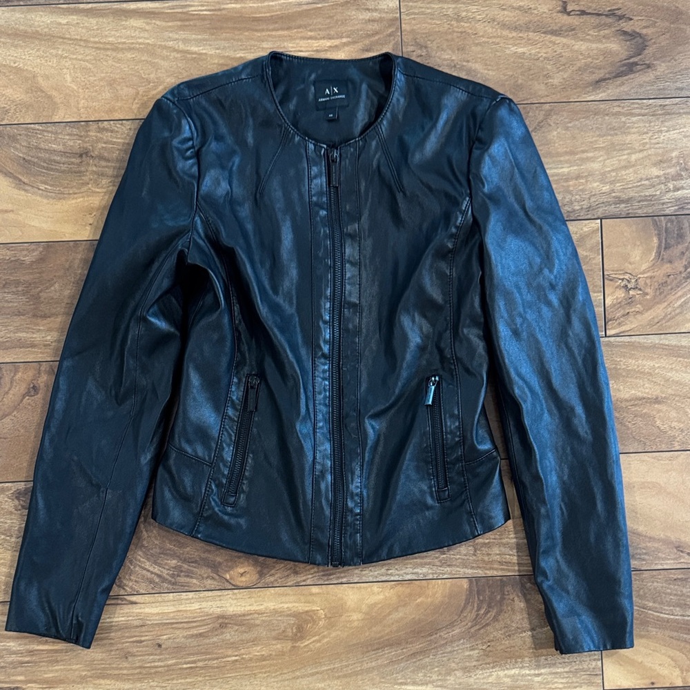 Armani Exchange Black Leather Jacket
